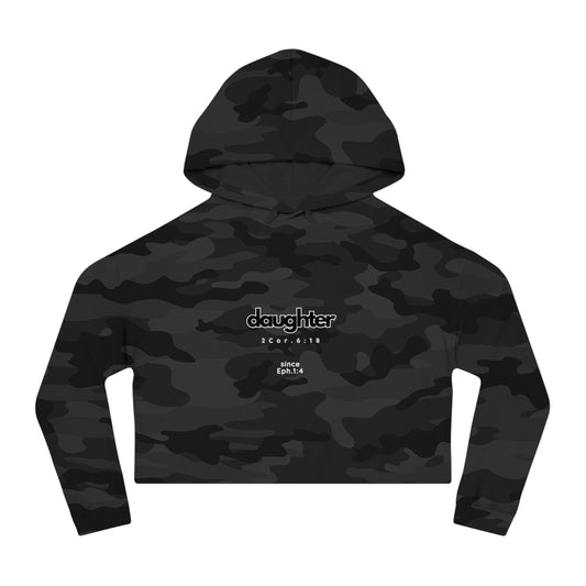 daughter’s outline font Cropped Hooded Sweatshirt